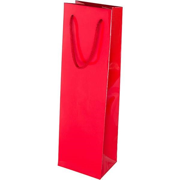 Obrázky: Papírová taška 12x9x40 cm,text.šňůra,červený lesk
