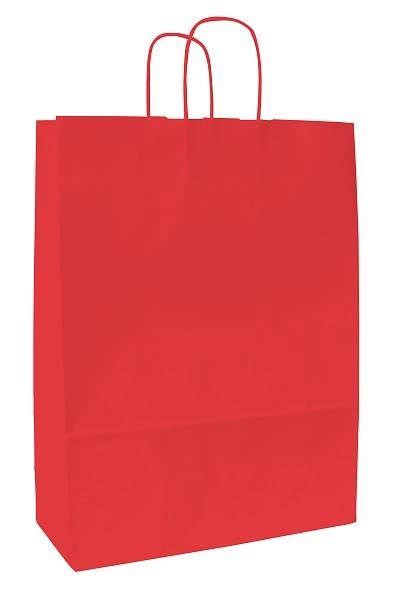 Obrázky: Papírová taška červená 18x8x25 cm, kroucená šňůra