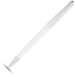 Obrázky: Bílé lesklé kuličkové pero, černá náplň