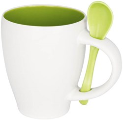 Obrázky: Bílý hrnek 250ml se lžičkou, zelený