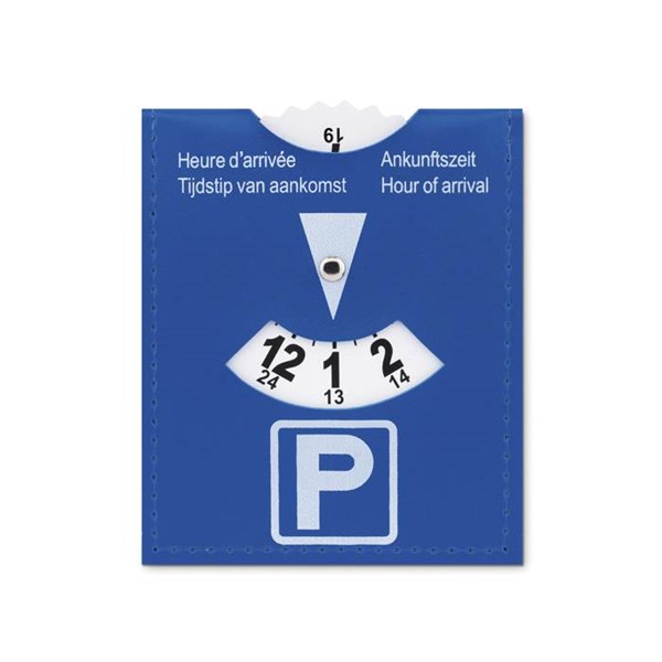 Obrázky: Modré parkovací hodiny z koženky s prošitím