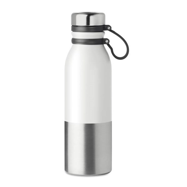 Obrázky: Dvoustěnná nerez.láhev se silikon.úchytem 600ml,bílá
