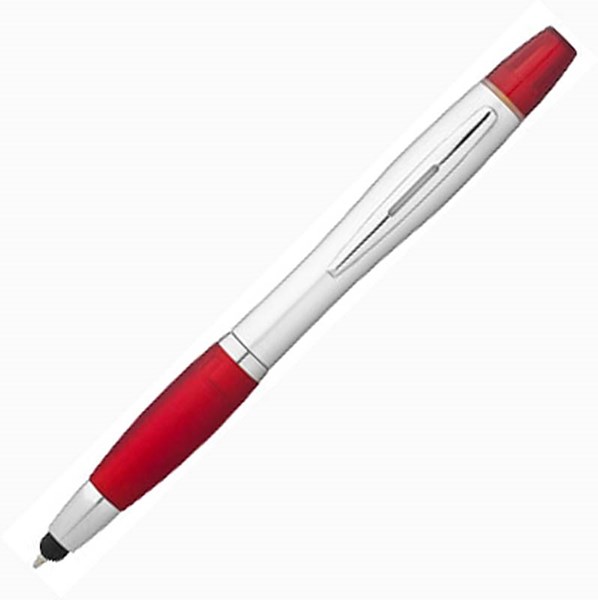 Obrázky: Červené kuličkové pero, zvýrazňovač a stylus, ČN