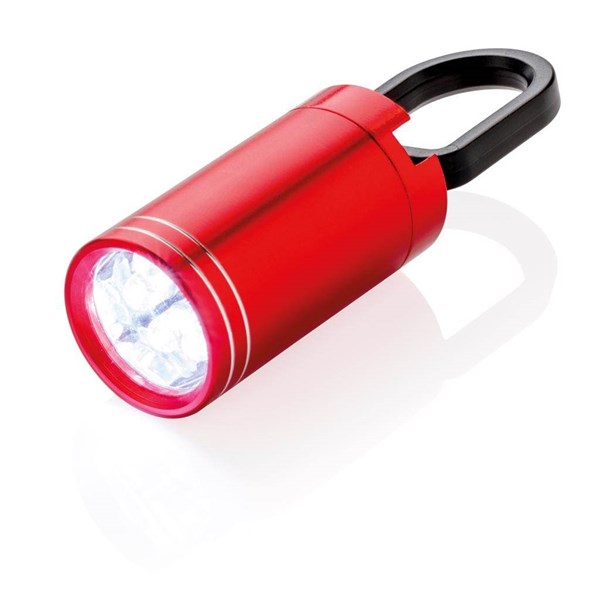 Obrázky: Červená 6 LED hliníková svítilna s háčkem