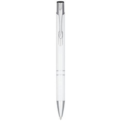 Obrázky: Bílé kuličkové hliníkové pero s ocelovým klipem
