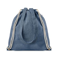 Obrázky: Recykl. stahovací batoh/taška s dl.uchy, modrá