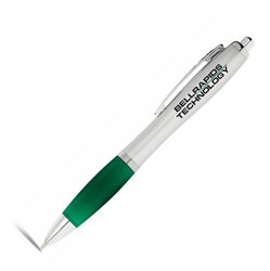 Obrázky: Stříbrné kuličkové pero se zeleným úchopem,ČN