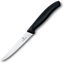 Obrázky: Černý steakový nůž VICTORINOX 11 cm, vlnkové ostří