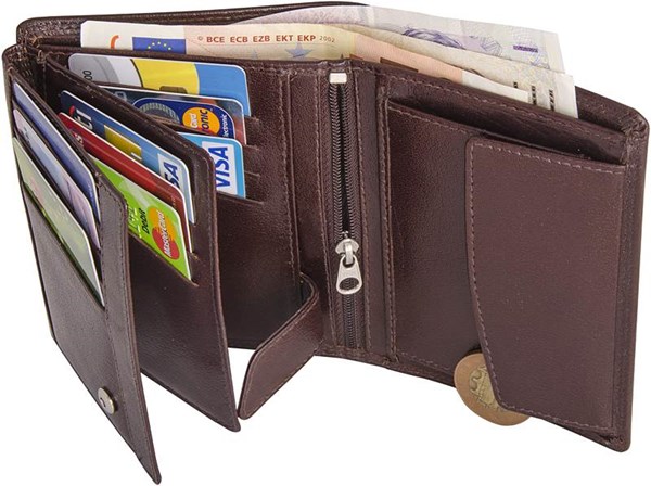 Obrázky: Pánská hnědá kožená peněženka - na výšku