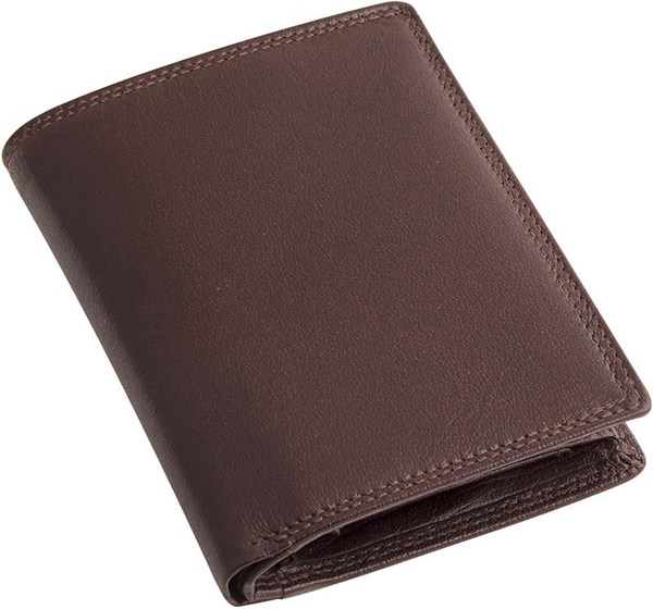 Obrázky: Pánská hnědá kožená peněženka - na výšku, Obrázek 2