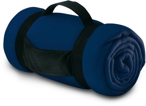 Obrázky: Modrá fleecová deka s popruhy