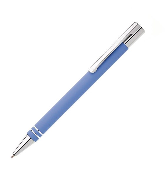 Obrázky: Světle modré kovové kuličkové pero v tubusu