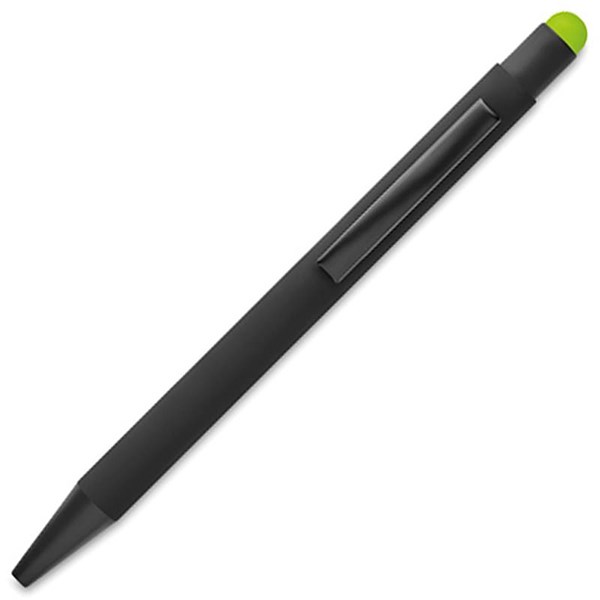 Obrázky: Černé hliníkové pero s limetkovým stylusem