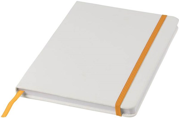 Obrázky: Bílý poznámkový blok A5 s oranžovou stuhou