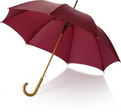 Obrázky: Tmavě červený automatický deštník s dřev. rukojetí