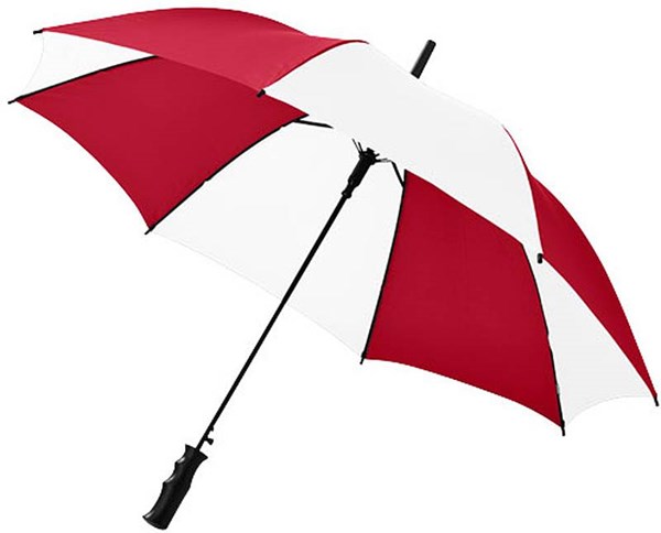 Obrázky: Červenobílý automat. deštník s tvarovaným držadlem