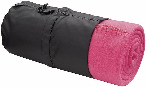 Obrázky: Růžová fleecová pikniková deka v obalu