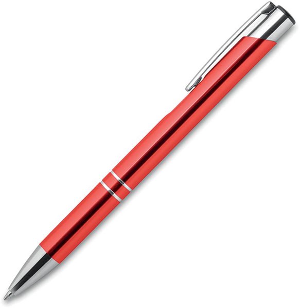Obrázky: Červené kuličkové pero s hliníkovým povrchem, MN