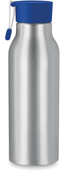 Obrázky: Stříbrná hliníková láhev s modrým víčkem, 500 ml