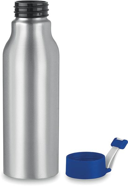Obrázky: Stříbrná hliníková láhev s modrým víčkem, 500 ml, Obrázek 2