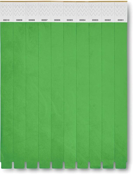 Obrázky: Zelený identifikační náramek z tyveku - 10 ks, Obrázek 2
