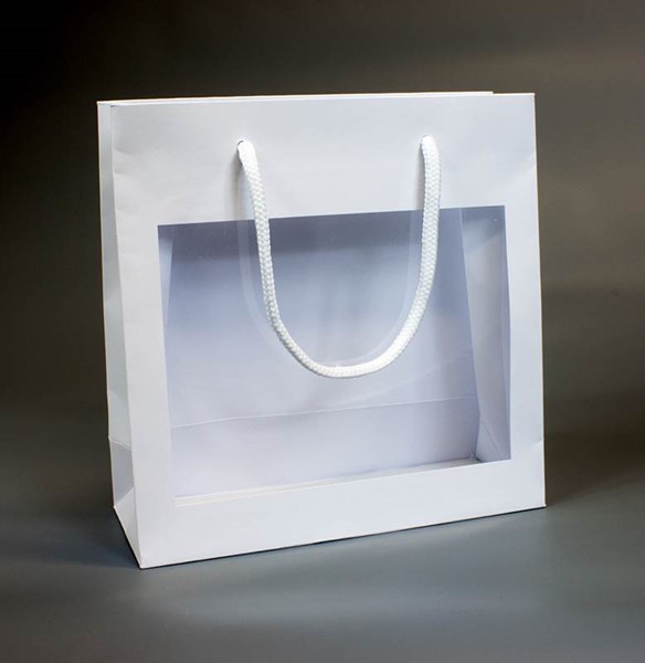 Obrázky: Papírová taška 23x9x23 cm,okénko,textilní šňůrka, Obrázek 2