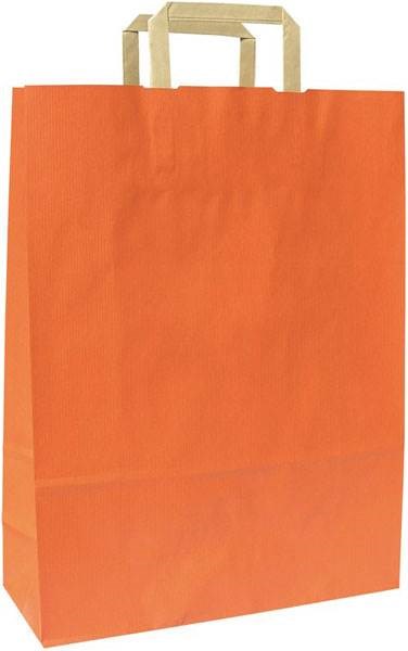 Obrázky: Papírová taška 26x11x38 cm,ploché držadlo,oranžová