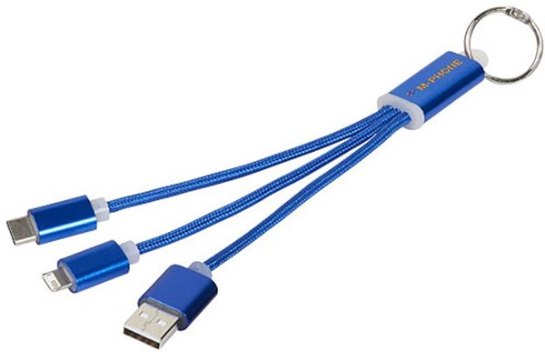 Obrázky: Modrý nabíjecí kabel 3 v 1 s kroužkem na klíče, Obrázek 5