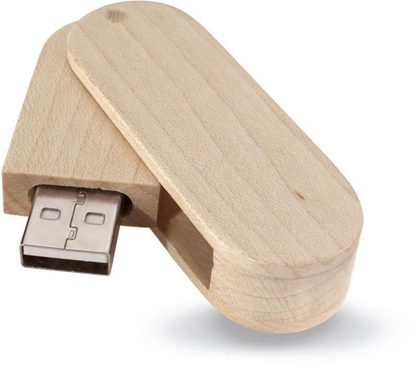 Obrázky: Oválný Woody USB disk 2GB, světlé dřevo, Obrázek 2