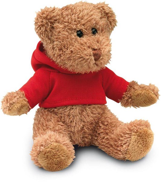 Obrázky: Hnědý plyšový medvídek v červeném svetru s kapucí, Obrázek 2