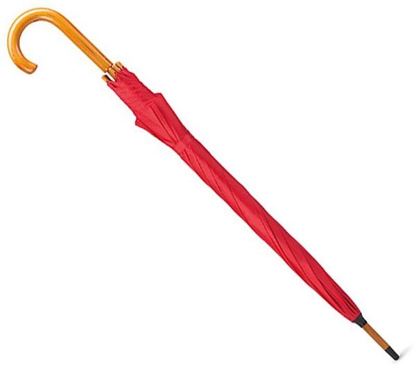 Obrázky: Červený automatický deštník se zahnutou ručkou, Obrázek 2