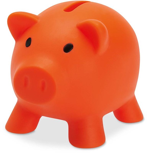 Obrázky: Oranžové prasátko - pokladnička z PVC