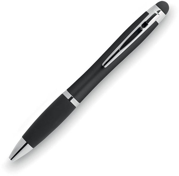 Obrázky: Černé kuličkové pero se stylusem, podsvícené logo