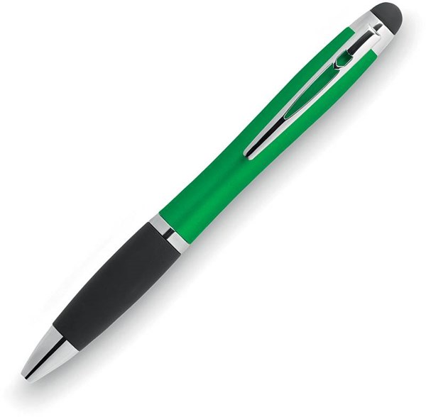 Obrázky: Zeleno-černé kul. pero se stylusem, podsvíc. logo