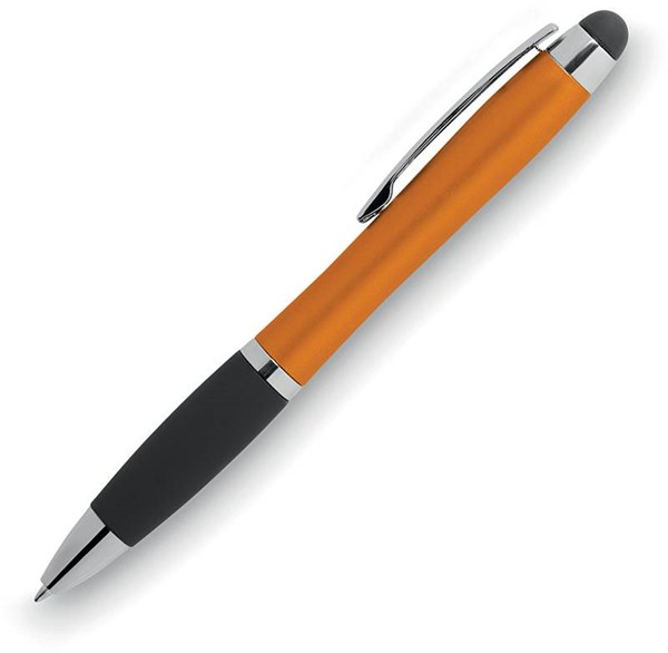 Obrázky: Oranžovo-černé kul.pero se stylusem, podsvíc. logo, Obrázek 2