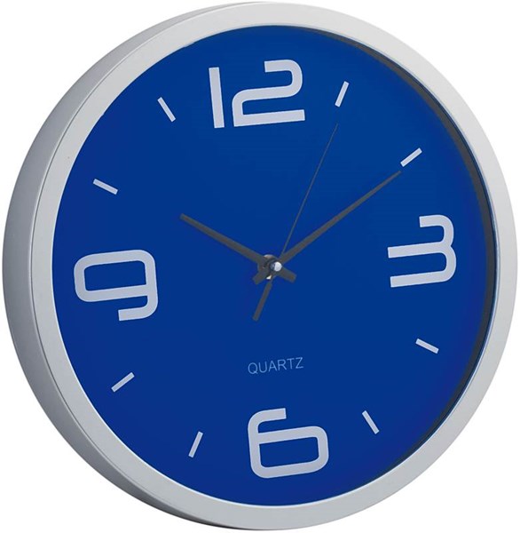 Obrázky: Kulaté nástěnné hodiny s modrým ciferníkem