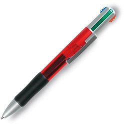 Obrázky: Transparentní červené čtyřbarevné kuličkové pero
