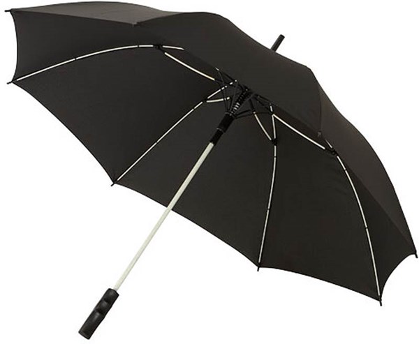 Obrázky: Černý autom. deštník 23" s bílými doplňky