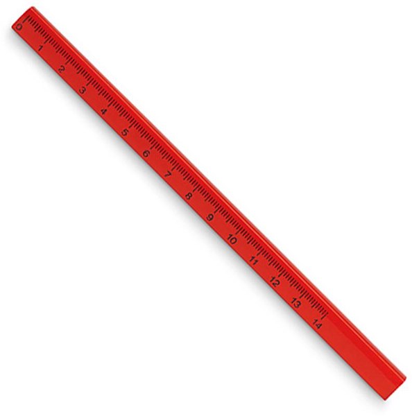 Obrázky: Červená tesařská tužka s pravítkem 14 cm