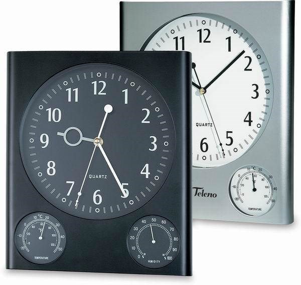 Obrázky: Černé nástěnné hodiny s teploměrem a vlhkoměrem