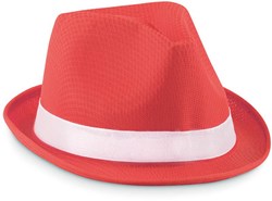 Obrázky: Červený polyesterový klobouk s bílou stuhou
