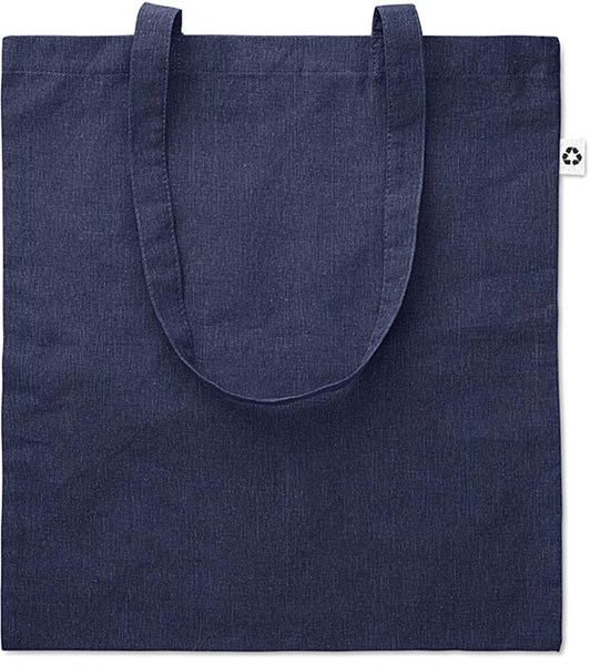 Obrázky: Modrá melírovaná nákupní taška s dlouhými uchy, 140g/m2
