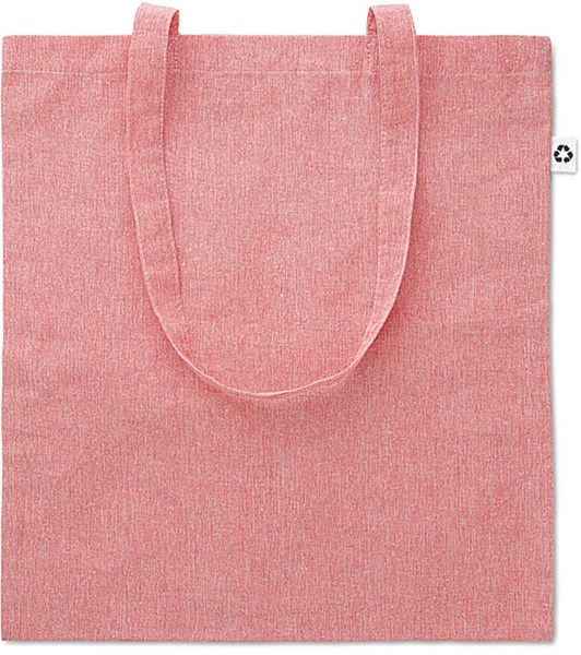 Obrázky: Červená melírovaná nákupní taška s dlouhými uchy, 140g/m2