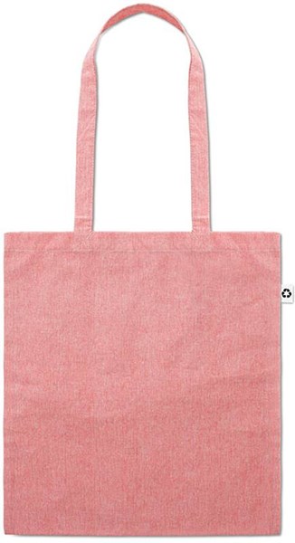 Obrázky: Červená melírovaná nákupní taška s dlouhými uchy, 140g/m2, Obrázek 4