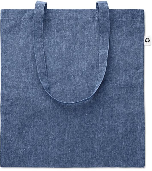 Obrázky: Sv. modrá melírovaná nákupní taška s dlouhými uchy, 140g/m2