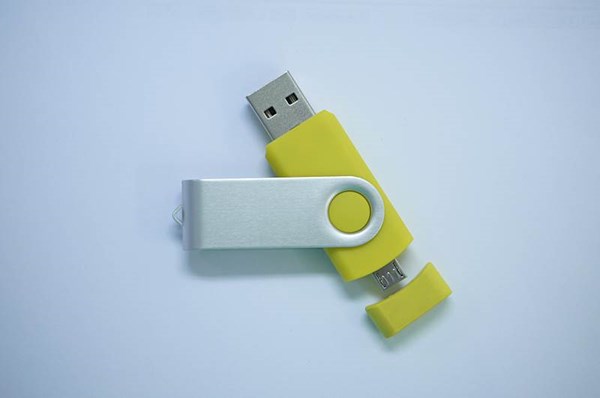Obrázky: ROTATE  OTG flash disk 2GB s mikro USB, žlutý