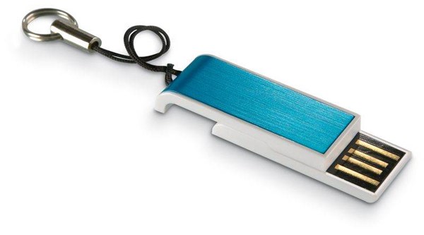 Obrázky: Datamini modrý vysouvací USB disk s poutkem 4GB
