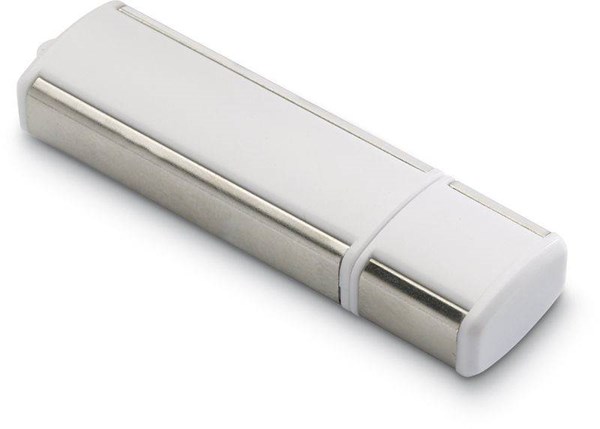 Obrázky: Lineaflash bílo-stříbrný USB disk s uzávěrem 4GB