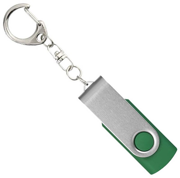 Obrázky: Twister stříbr.-zelený USB flash disk,přívěsek,4GB