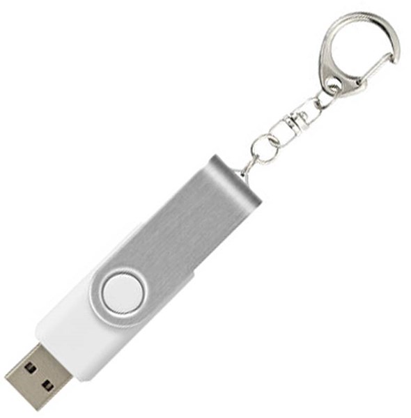 Obrázky: Twister stříbr.-bílý USB flash disk,přívěsek,4GB
